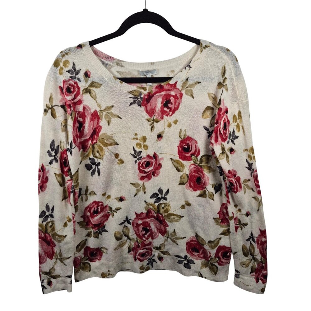 Joie Cashmere Sweater Womens Small Lightweight Quiet Luxury Pullover Floral Top